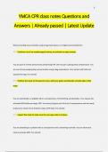 YMCA CPR class notes Questions and  Answers &vert; Already passed &vert; Latest Update