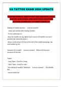 VA TATTOO EXAM 2024 UPDATE  COMPREHENSIVE QUESTIONS AND ANSWERS &vert;MOST TESTED QUESTIONS AND CERTIFIED SOLUTION &lbrack;ACTUAL EXAM&rsqb; GET IT RIGHT GRADE A&plus; 