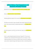 CPCU Ethics Test Questions and Answers Already Passed
