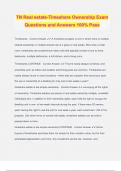 TN Real estate-Timeshare Ownership Exam Questions and Answers 100&percnt; Pass