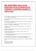 OIL ELECTRIC FINAL EXAM QUESTION WITH AUTHENTICATE &lpar;CORRECT&rpar; ANSWERS GRADED A&plus; 100&percnt; 2024