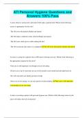 ATI Personal Hygiene Questions and Answers 100&percnt; Pass