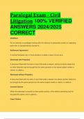 BEST ANSWERS Paralegal Exam - Civil Litigation 100&percnt; VERIFIED  ANSWERS 2024&sol;2025  CORRECT