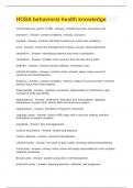 HOSA behavioral health knowledge Questions With Correct Answers