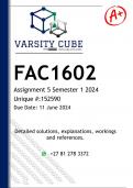 FAC1602 Assignment 5 &lpar;DETAILED ANSWERS&rpar; Semester 1 2024 - DISTINCTION GUARANTEED