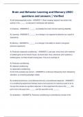Brain and Behavior Learning and Memory UNCC questions and answers &vert; Verified
