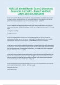 NUR 233 Mental Health Exam 2 &lpar;Hondros&rpar; Answered Correctly &ndash; Expert Verified &vert; Latest Version 2024&sol;2025