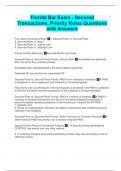 Florida Bar Exam - Secured Transactions&comma; Priority Rules Questions with Answers