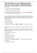 Med Surg Final  Exam 115Questions and Answers &lpar;Latest Update 2024&rpar;GRADED A&plus;