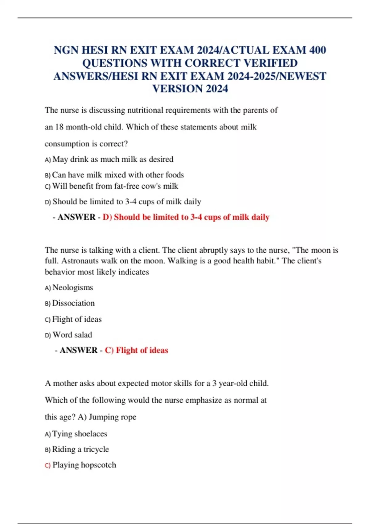 Ngn Hesi Rn Exit Exam 2024 Actual Exam 400 Questions With Correct