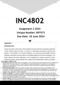 INC4802 Assignment 2 &lpar;ANSWERS&rpar; 2024 - DISTINCTION GUARANTEED