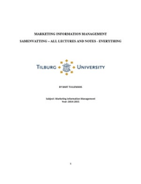 Marketing Information Management - Samenvatting alle colleges, gastcolleges aantekeningen en additionele informatie