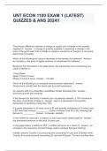 UNT ECON 1100 EXAM 1 &lpar;LATEST&rpar; QUIZZES & ANS 2024&excl;&excl;