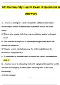 Community Health Exam 3 ATI &lpar;QUESTIONS WITH 100&percnt; CORRECT ANSWERS &rpar; &lpar;2024 &sol; 2025&rpar; &lpar;Verified by Experts&rpar;