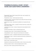 PHARMACOLOGICAL EXAM 1 STUDY GUIDE 2024 QUESTIONS & ANSWERS&excl;&excl;