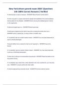 New York drivers permit exam 2024 Questions 1ith 100&percnt; Correct Answers&vert; Verified