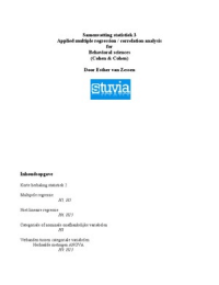 Statistiek 3 - Samenvatting Applied multiple regression &sol; correlation analysis