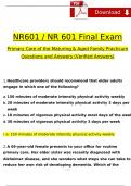 NR 601 Care of the Mature Adults Final Exam 2024 Expected Questions & Revised Correct Answers&period; &lpar;2024 &sol; 2025&rpar; 100&percnt; Guarantee Pass