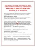 MARYLAND PSYCHOLOGY JURISPRUDENCE EXAM- QUESTIONS AND ANSWERS WELL EXPLAINED AND 100&percnt; CORRECTLY VERIFIED BY EXPERTS AND GRADED A&plus; LATEST UPDATE 2024