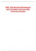 FARE 3310 Operation Management  Quiz 2 Complete Test Score 100&percnt;  University of Guelph 