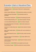 Evaluation Criteria in Educational Plans- Q&A with complete solution 2024 - 2025