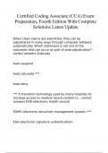 Certified Coding Associate &lpar;CCA&rpar; Exam With Complete Solutions Latest Update
