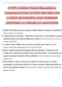 CCHT-Certified Clinical Hemodialysis Technician EXAM LATEST 2024-2025 &lpar;320 LATEST QUESTIONS AND VERIFIED ANSWERS&rpar; A&plus; GRADE GUARANTEED&period;