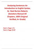 Solutions Manual for Analysing Sentences An Introduction to English Syntax 4th Edition By Noel Burton Roberts &lpar;All Chapters&comma; 100&percnt; Original Verified&comma; A&plus; Grade&rpar; 
