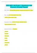 CSU HES 145 Exam 1 Questions and Answers Already Passed