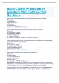 Basic Clinical Pharmacology Questions With 100&percnt; Correct  Solutions