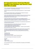 PA Appraisal License 16-20 Auto Physical Damage Exam Questions And Answers Latest 2024-2025 &lpar;Graded&rpar;