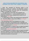 NFPA 70 EXAM 80 PRACTICE QUESTIONS AND ANSWERS 2024 WITH 100&percnt; CORRECT ANSWERS