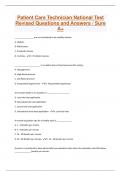 Patient Care Technician National Test Revised Questions and Answers &sol; Sure A&plus;