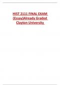 HIST 2111 FINAL EXAM &lpar;Essay&rpar;Already Graded Clayton University 