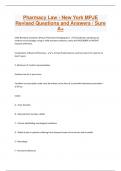 Pharmacy Law - New York MPJE Revised Questions and Answers &sol; Sure A&plus;