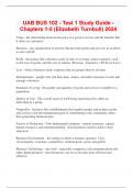 UAB BUS 102 - Test 1 Study Guide - Chapters 1-5 &lpar;Elizabeth Turnbull&rpar; 2024