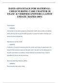DAVIS ADVANTAGE FOR MATERNALCHILD NURSING CARE CHAPTER 28  EXAM &grave;& VERIFIED ANSWERS &vert; LATEST  UPDATE &vert; RATED 100&percnt;