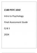 &lpar;WGU C180&rpar; PSYC 1010 Introduction to Psychology Final Assessment Guide Q & S 2024