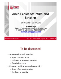 Amino Acids (Structure and Functions)