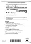 PEARSON EDEXCEL A LEVEL ENGLISH LITERATURE PAPER 3 2024 &lpar;WET03&sol;01&colon;Poetry and Prose&rpar;
