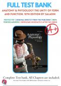 Test Bank for Anatomy & Physiology&colon; The Unity of Form and Function 10th Edition by Saladin Chapter 1-29 Complete Guide&period;