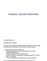 Lec 9 Humeral Immune Responses 