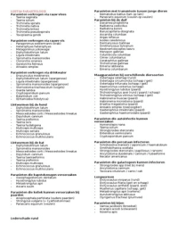 Lijst parasitologie volgens klinisch aspect / diersoort