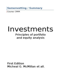 Samenvatting / summary book Investments Principles of portfolio and equity analysis McMillian 1ste edition