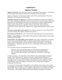 International Management - Chapter 5: Agency Theory