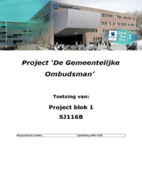 Project 'Gemeentelijke ombudsman'