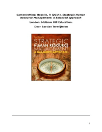 Samenvatting  Boselie, P. (2014). Strategic Human Resource Management: A balanced approach