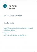 PEARSON EDEXCEL A LEVEL BIOLOGY PAPER 1 MARK SCHEME 2023 &lpar;WBI16&sol;01&colon;Practical Skills in Biology II&rpar;
