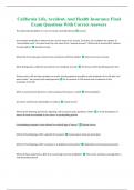 California Life&comma; Accident&comma; And Health Insurance Final Exam Questions With Correct Answers