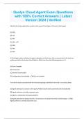 Qualys Cloud Agent Exam Questions with 100&percnt; Correct Answers &vert; Latest Version 2024 &vert; Verified